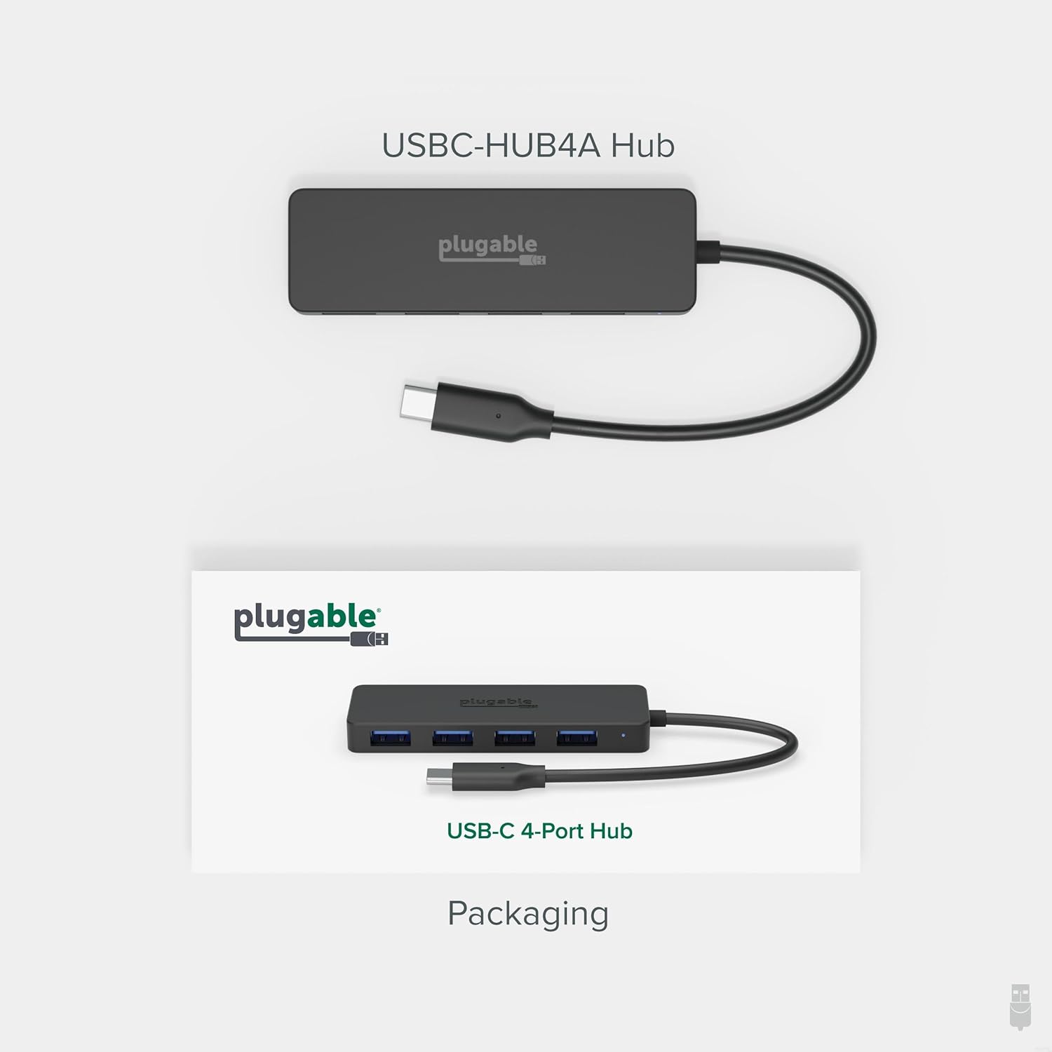 Plugable USB C to USB Adapter Hub, 4 Port USB 3.0 Hub, USB Splitter for Laptop, Compatible with Windows, MacBook Pro/Air