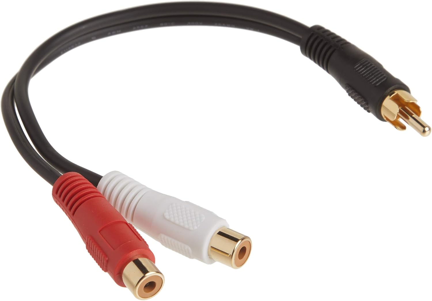 C2G Legrand RCA Male to RCA Female Signal Splitter Cable, Black RCA to RCA Splitter, 6 Inch Audio Stereo Y-Cable