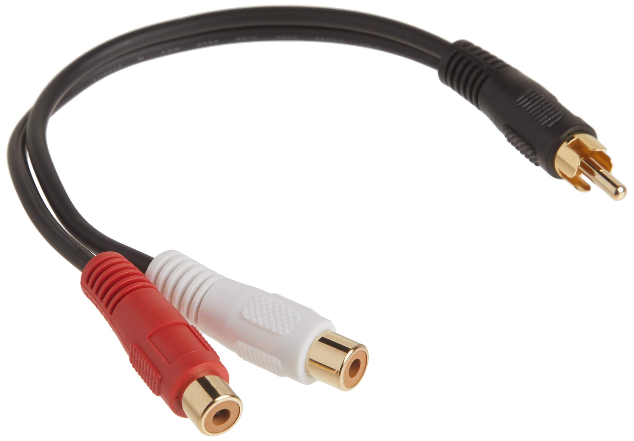 C2G Legrand RCA Male to RCA Female Signal Splitter Cable, Black RCA to RCA Splitter, 6 Inch Audio Stereo Y-Cable