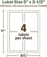 Avery EcoFriendly Matte White Recycled Rectangle Labels, 5" x 3.5", Permanent Adhesive, Laser/Inkjet Printable