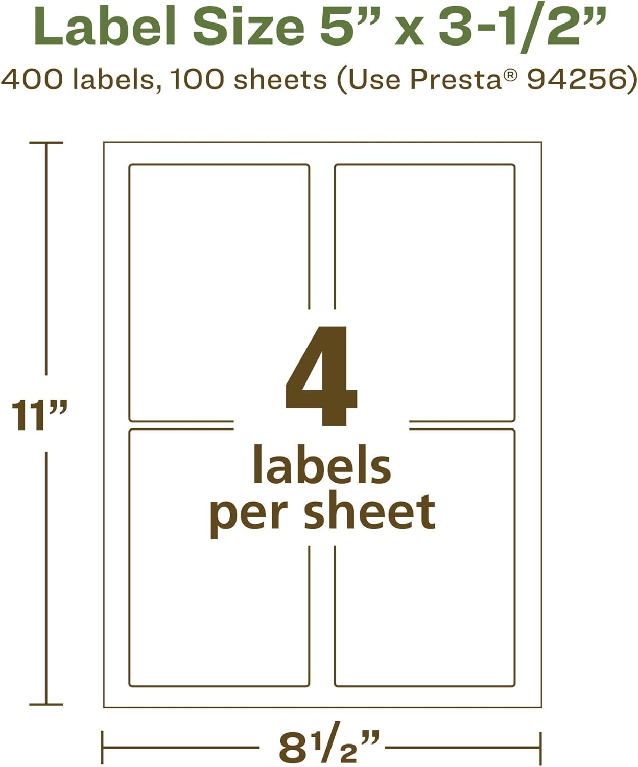 Avery EcoFriendly Matte White Recycled Rectangle Labels, 5" x 3.5", Permanent Adhesive, Laser/Inkjet Printable