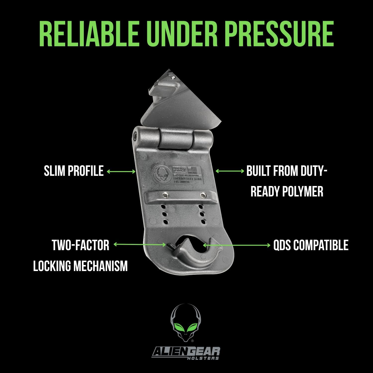 Alien Gear Locking Belt Slide – Fits 1.5” to 2.25” Belts – QDS Compatible Holster Attachment – Professional-Grade Security