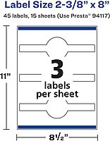 Avery Matte White Removable Wraparound Band Labels, Sure Feed Technology, 2-3/8" x 8", Cigar Band Labels, Laser/Inkjet Printable, 45 Total 45 labels