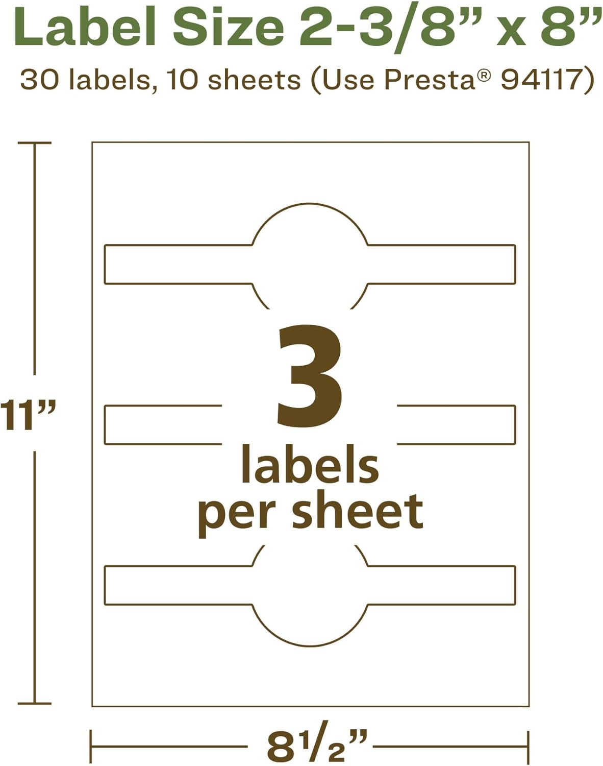 Avery EcoFriendly Recycled Wraparound Band Labels, 2-3/8" x 8", Cigar Band Labels, Matte White, Permanent Adhesive
