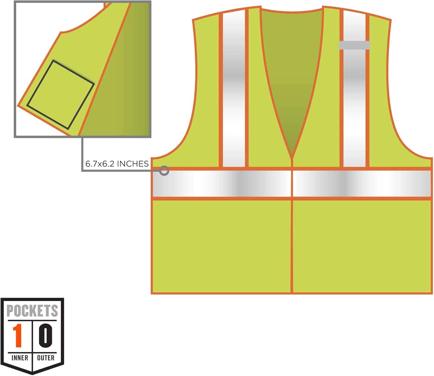 Ergodyne GloWear 8229Z ANSI Economy Two-Tone High Visibility Lime Safety Vest, 2XL/3XL