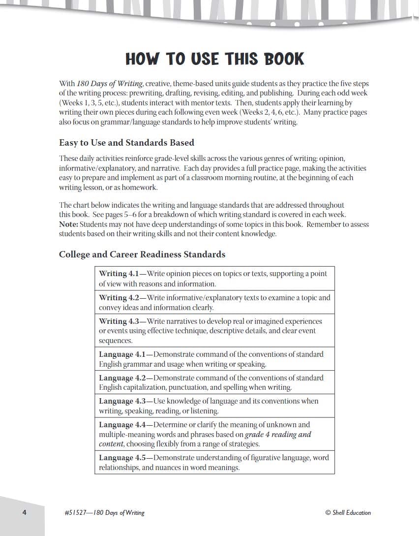 180 Days of Writing for Fourth Grade - An Easy-to-Use Fourth Grade Writing Workbook to Practice and Improve Writing Skills