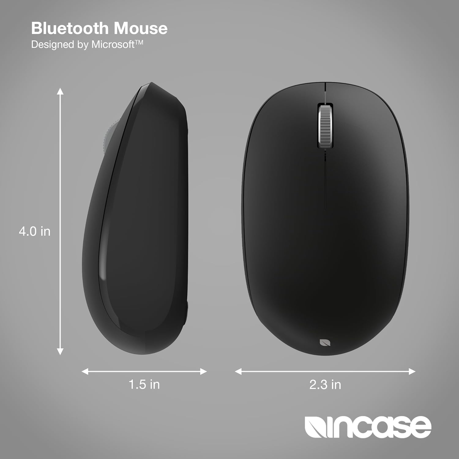 INCASE Bluetooth Mouse - Designed by Microsoft - Compact Ambidextrous Wireless Mouse with 4-Way Scroll