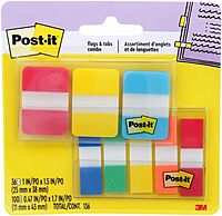 Post-it 7100194200 Flags and Tabs Value Combo, Assorted Colors, Pack of 136