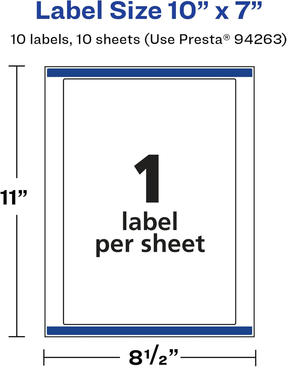 Avery Glossy White Rectangle Labels, Sure Feed Technology, 10" x 7", 10 Glossy White Labels, Permanent Adhesive