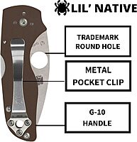Spyderco Knives Lil' Native Mid Back Lock Sprint Run C230MBGPBN15V Brown G-10 and CPM 15V Steel Pocket Knife