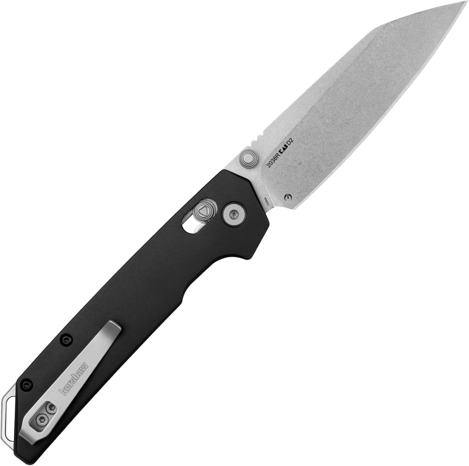 Kershaw Iridium Reverse Tanto Folding Pocket Knife, Sleek 3.4 inch D2 Steel Blade, DuraLock Locking Mechanism