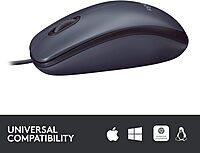 Logitech B100 Wired Mouse for Computer and Laptop, USB Corded Mouse, Right or Left Hand Use - Black