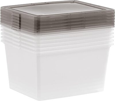 IRIS USA 24.5 Quart Snap Top Plastic Storage Bin, 6 Pack