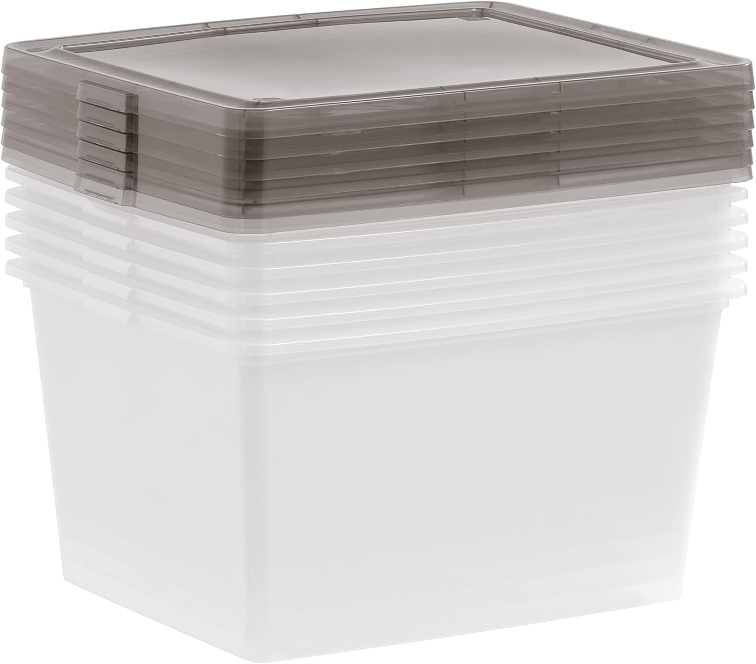 IRIS USA 24.5 Quart Snap Top Plastic Storage Bin, 6 Pack