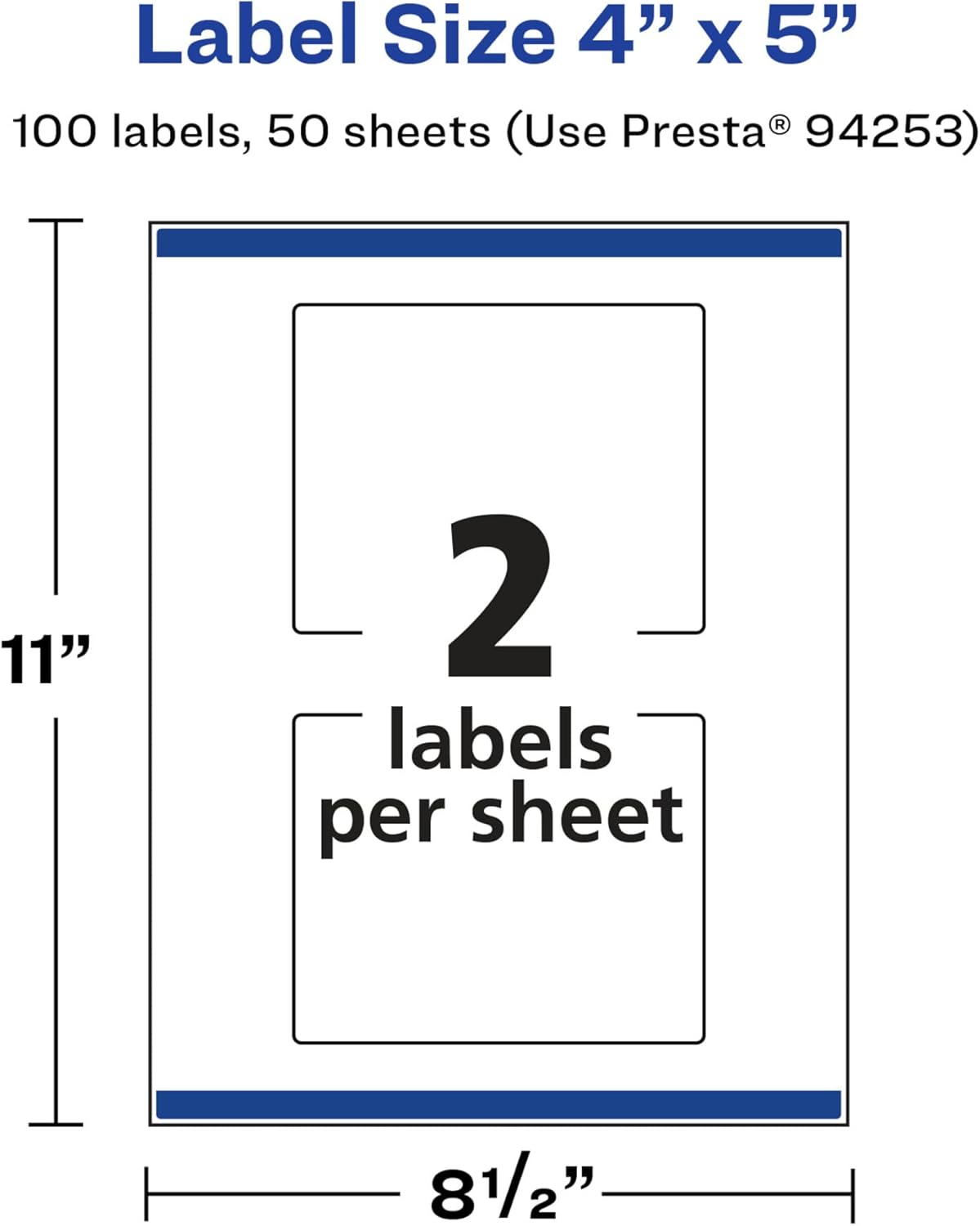 Avery Glossy White Rectangle Labels, Sure Feed Technology, 4" x 5", Print-to-The-Edge, Permanent Adhesive