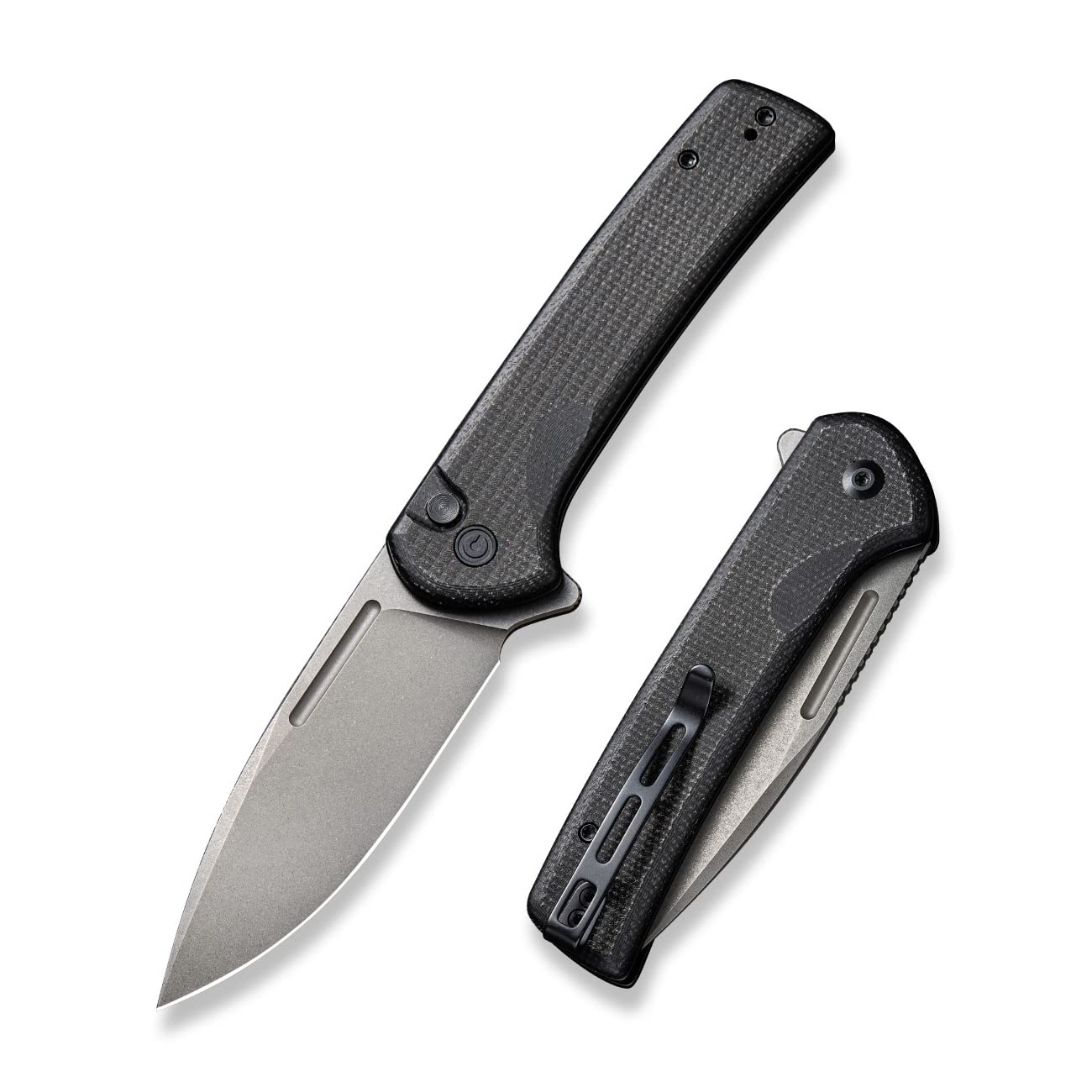 CIVIVI Conspirator Pocket Folding Knife 3.48in Blade, Micarta Handle, Button Lock