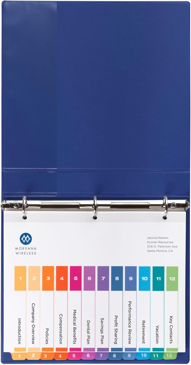 Avery Ready Index Dividers for 3 Ring Binders, Letter-Size, Multicolor, Printable Table of Contents