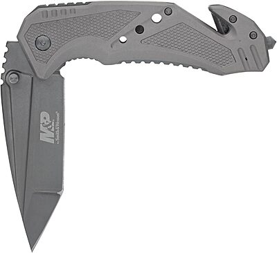 Smith & Wesson M&P SWMP11G 8.9in High Carbon S.S. Folding Knife with 3.8in Tanto Point Blade and Aluminum Handle for Outdoor, Tactical, Survival and EDC,Silver