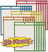 Charles Leonard Dry Erase Pockets, 9" x 12", Assorted Colors, Set of 30 (29030)