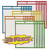 Charles Leonard Dry Erase Pockets, 9" x 12", Assorted Colors, Set of 30 (29030)