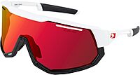 Bobster® Freewheel Cycling Sunglass, Matte White/Gloss Black Frame, Smoke Black Red Revo, Yellow & Clear Lens