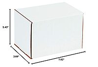 Aviditi White Corrugated Outside Tuck Mailing Boxes, 7 5/8" x 5 7/16" x 3 9/16", Pack of 25, Crush-Proof, For Shipping
