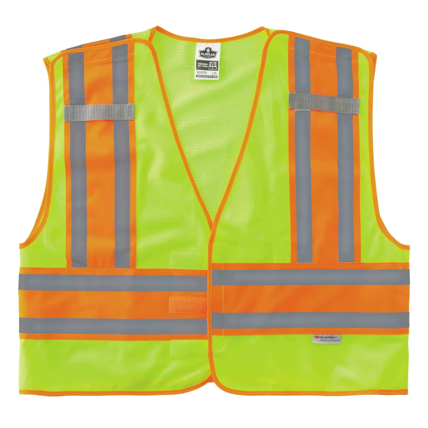 ERGODYNE GloWear 8245PSV Public Safety Reflective Vest, High Visibility, ANSI Compliant, Breakaway