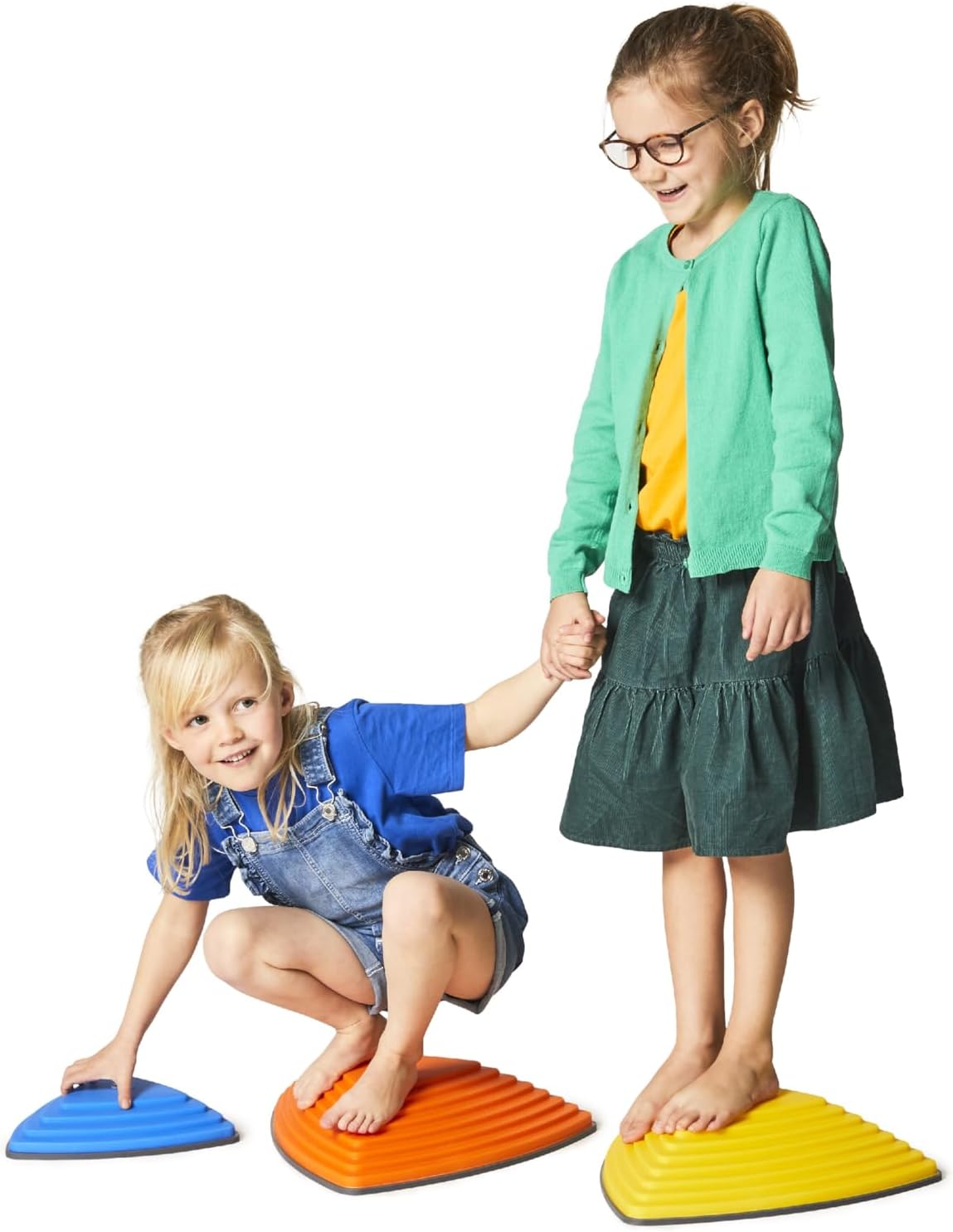 GONGE River Stones - Kids Play Stepping Stones for Balance and Coordination, Non-Slip, Stackable, Indoor/Outdoor, Set of 6