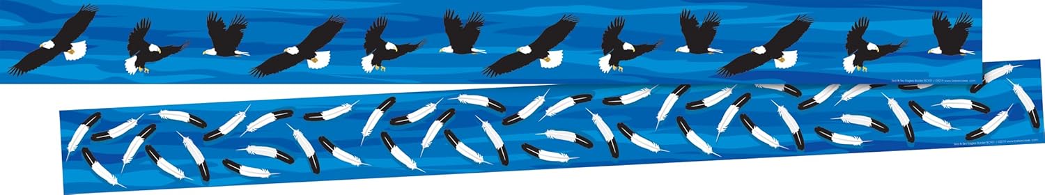Barker Creek Double-Sided Border, Sea & Sky Eagles, Trim Out Bulletin Boards and Create Colorful Displays with 70' of