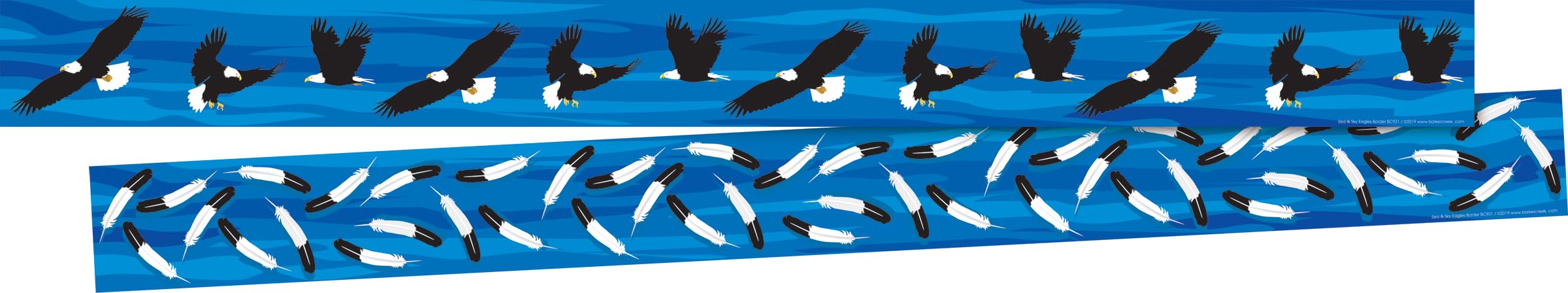 Barker Creek Double-Sided Border, Sea & Sky Eagles, Trim Out Bulletin Boards and Create Colorful Displays with 70' of