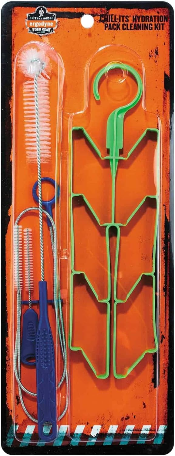 Chill-Its 5159 Hydration Pack Cleaning Kit, Bladder, Tube/Bite-Valve Cleaning Brushes, Drying Rack