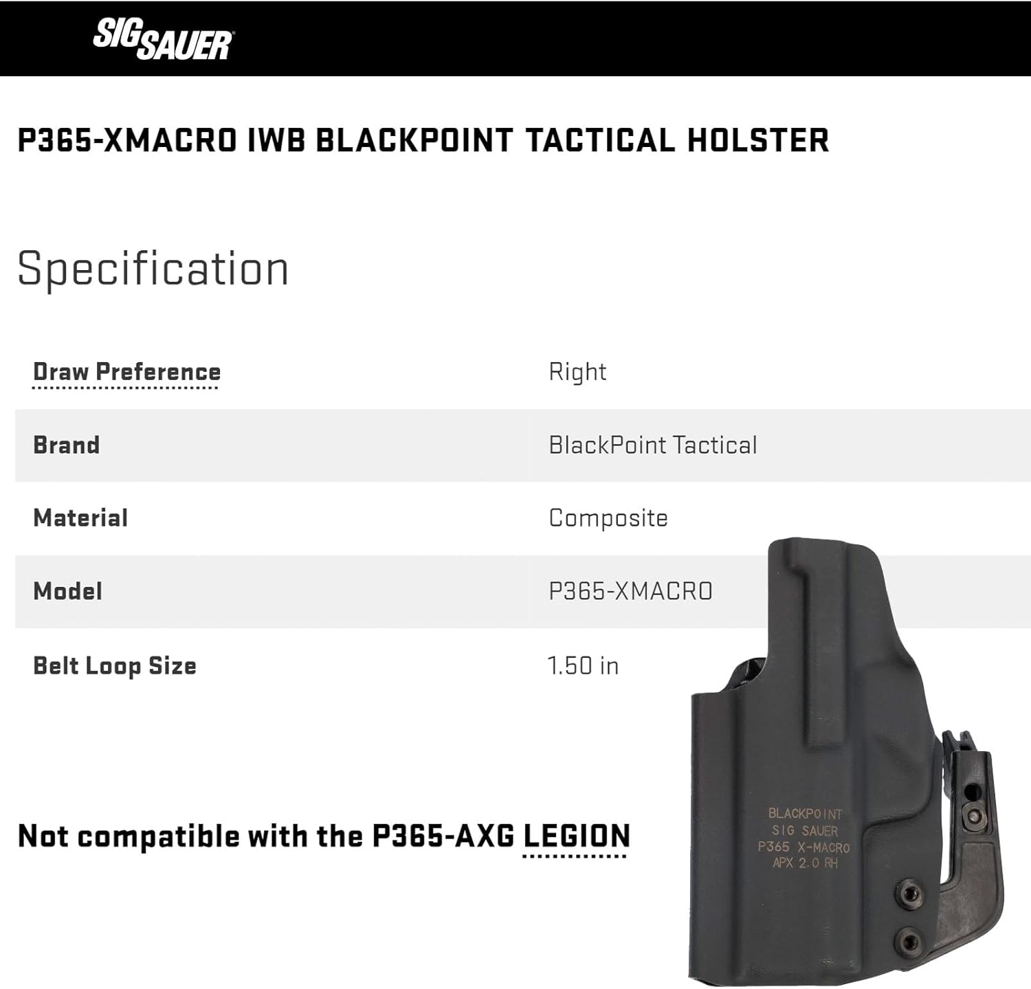 SIG SAUER P365 X-Macro IWB BlackPoint Tactical Holster