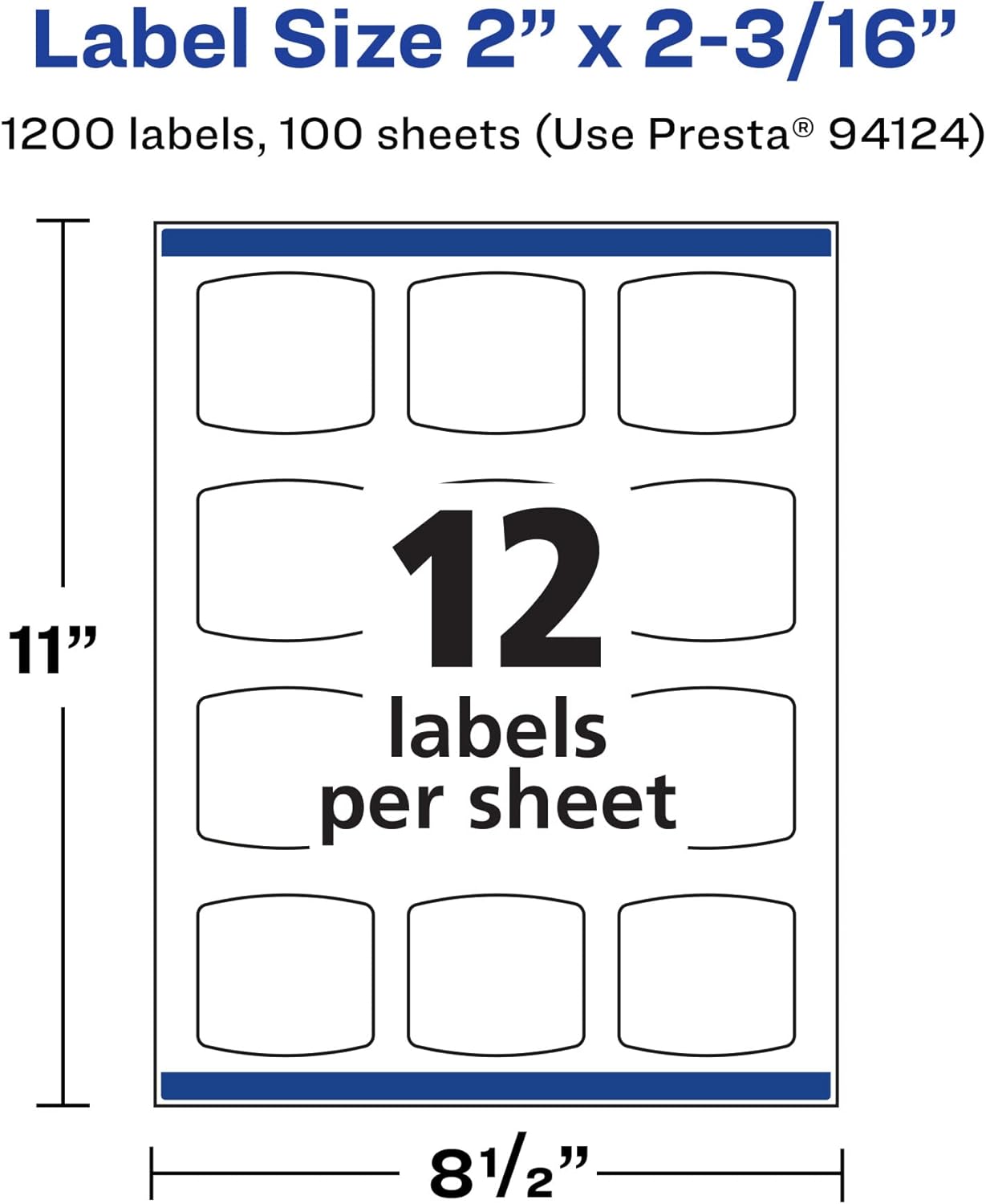 Avery Durable Waterproof Arched Square Labels, Sure Feed Technology, 2" x 2-3/16"