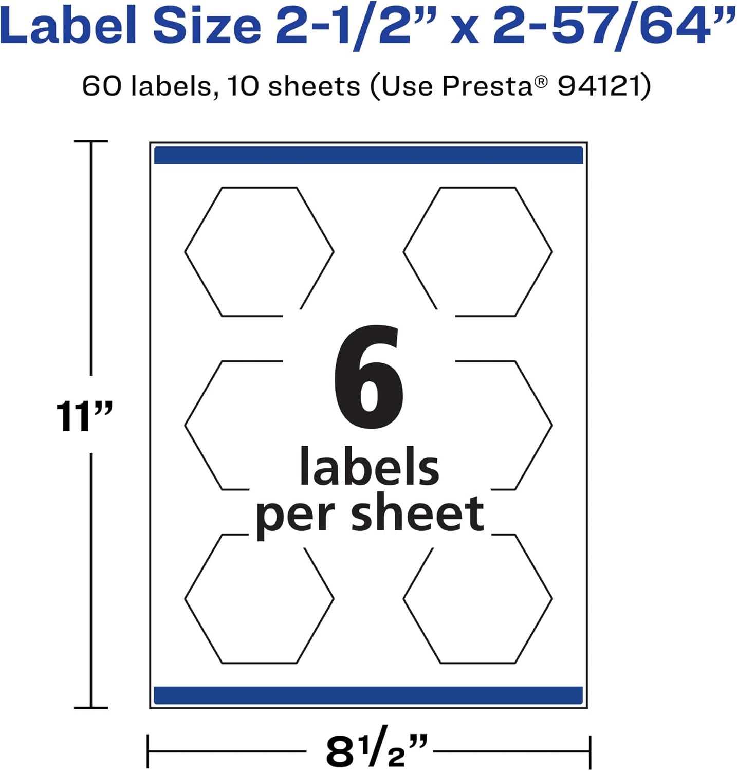 Avery Durable Waterproof Hexagon Labels, Sure Feed Technology, 2-1/2" x 2-57/64"
