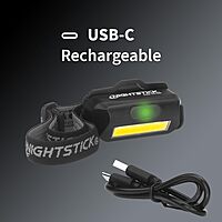 Nightstick USB-4510 Multi-Flood USB Headlamp w/ Brim Clip & Strap - LiPo Rechargeable