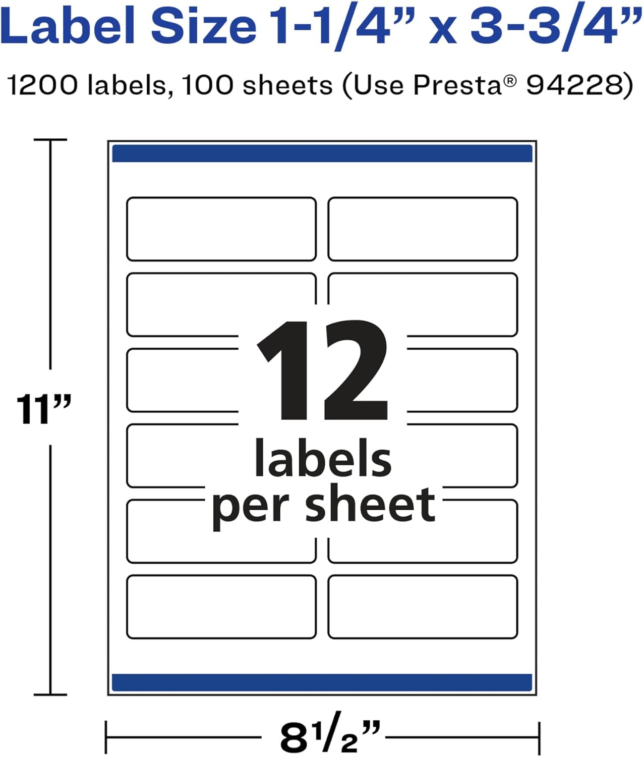 Avery Glossy White Rectangle Labels, Sure Feed Technology, 1.25" x 3.75", Print-to-The-Edge, Permanent Adhesive
