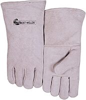 BEST WELDS 902-200GC - Leather Welder's Gloves, Shoulder Split Cowhide, Large, Gray