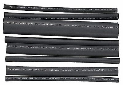 Ancor 301506 Marine Grade Electrical Adhesive Lined Heat Shrink Tubing Kit (3/16 to 3/4-Inch Diameter, 6-Inches Long, Black