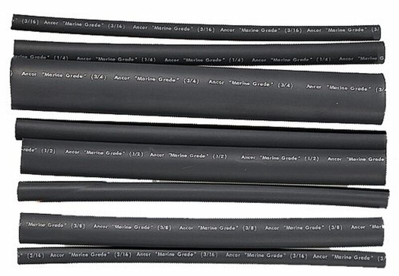 Ancor 301506 Marine Grade Electrical Adhesive Lined Heat Shrink Tubing Kit (3/16 to 3/4-Inch Diameter, 6-Inches Long, Black