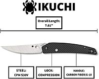 Spyderco Ikuchi Flipper Folding Utility Pocket Knife with 3.26" CPM S30V Stainless Steel Blade and Carbon Fiber G-10
