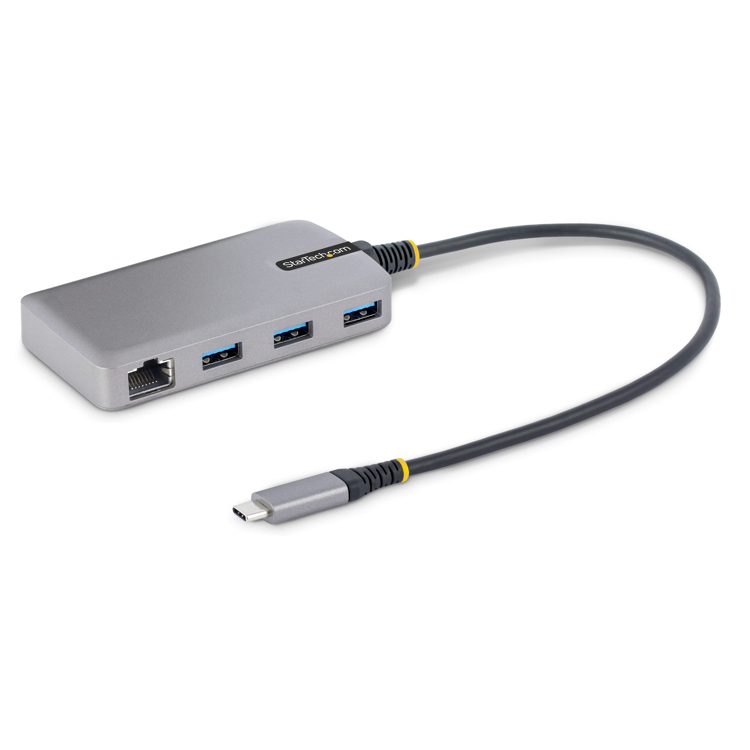 StarTech.com 3-Port USB-C Hub with Ethernet - 3X USB-A Ports, Gigabit Ethernet RJ45, USB 3.0 5Gbps, Bus-Powered