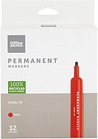 Office Depot 100% Recycled Plastic Permanent Markers, Chisel Point, Red Ink, Pack Of 12, OD-PM-12RED