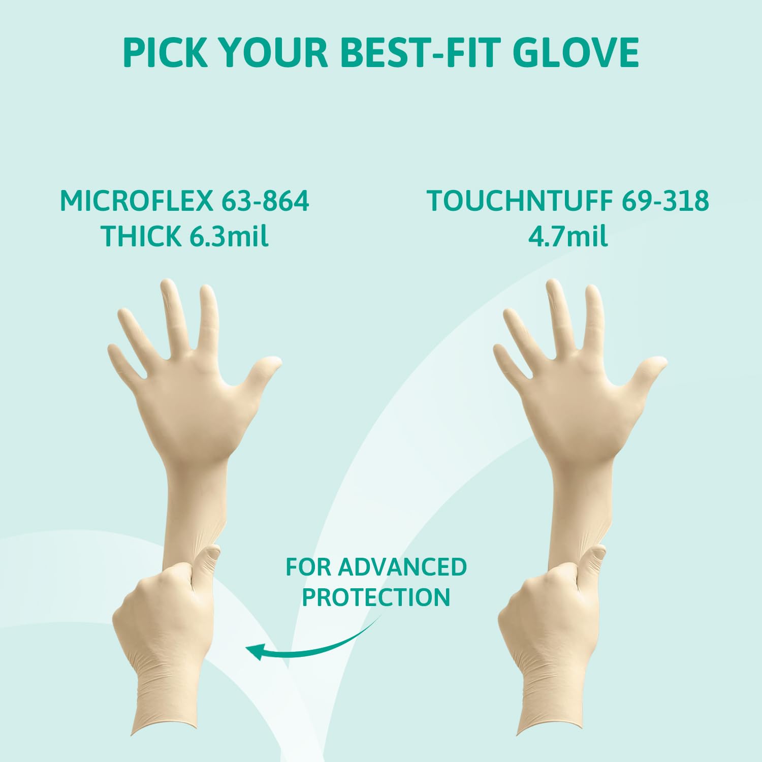 TouchNTuff Ansell Conform 69-210 Latex Glove, Powdered, Disposable, Rolled Beaded Cuff, 9" Length, 5 mils Thick