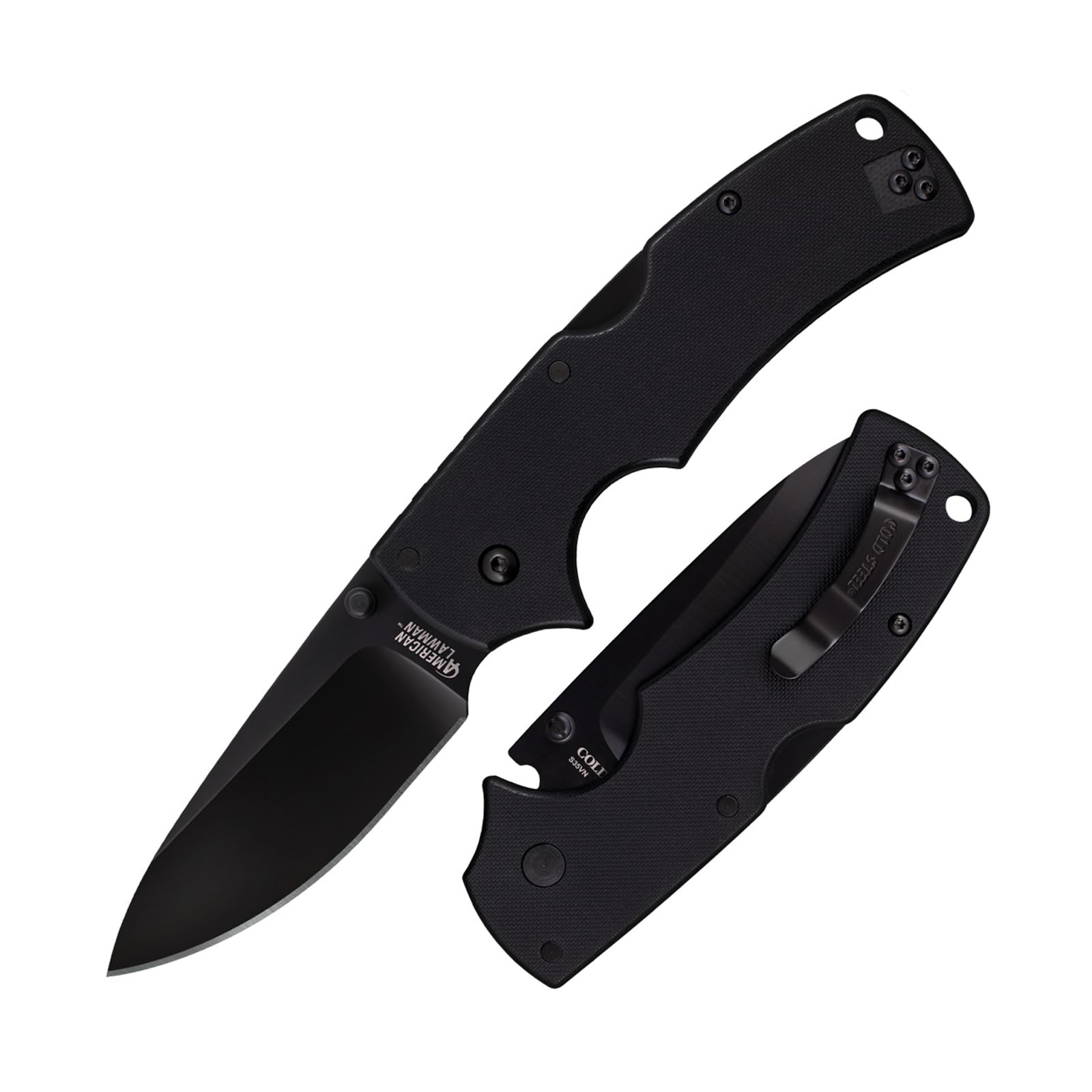 COLD STEEL American Lawman 3.5" S35VN Razor-Sharp Blade 4.625" G-10 Handle Tactical Folding Knife with Tri-Ad Lock