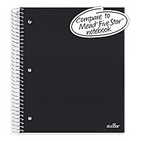 Office Depot® Brand Stellar Poly Notebook, 8-1/2" x 11", 5 Subject, College Ruled, 200 Sheets, Black