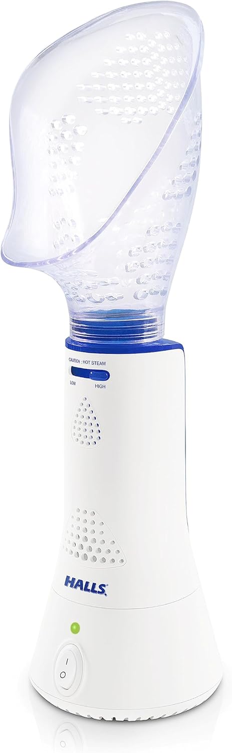 Crane x Halls Personal Vaporizer Steam Inhaler, Throat Steamer, Warm Steam Sinus Inhaler for Congestion and Cough Relief