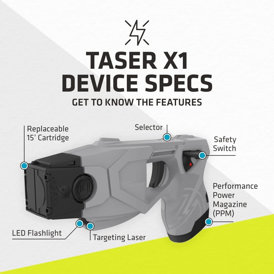 TASER X1 Professional Self-Defense Device – Police Trusted NMI Technology, Rechargeable, Replaceable Cartridges