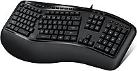 Adesso Tru-Form 150 3-Color Illuminated USB Ergonomic Keyboard, Black, AKB-150EB