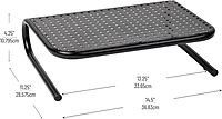 Mind Reader Metal Monitor Stand Ventilated Laptop Riser Desktop Organizer, 4-1/4inH x 11-1/4inW x 14-1/2inD, Black, Set of 2