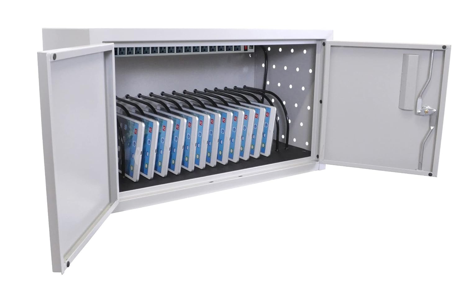 Luxor 16 Tablet Wall/Desk Charging Box, 14 1/2inH x 25inW x 13inD, Gray